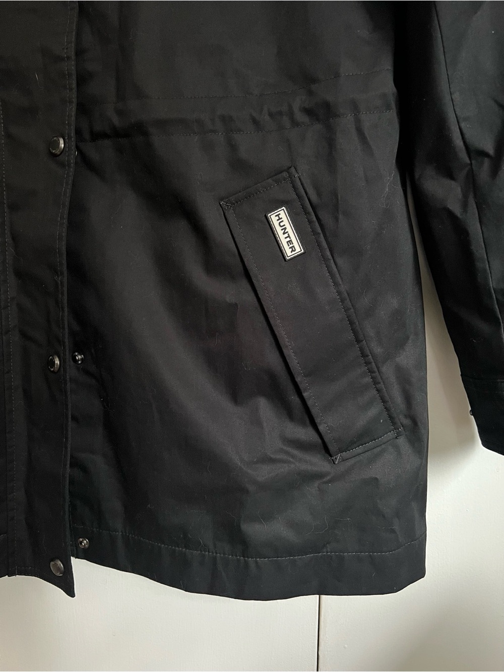 Hunter Brand Water Resistant Long Cotton Smock Rain Coat Jacket Black - Large - Picture 2 of 8